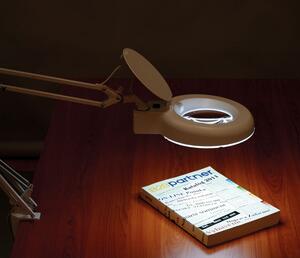 Lampka biurkowa LED z lupą powiększającą na podstawce