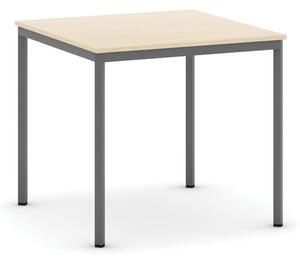 Stół do jadalni i stołówki, ciemnoszara konstrukcja, 800x800 mm, brzoza