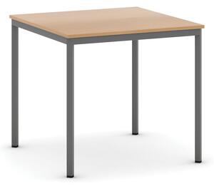 Stół do jadalni i stołówki, ciemnoszara konstrukcja, 800x800 mm, buk