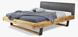 Łóżko drewniane dębowe z tapicerowanym wezgłowiem Natural 8 160x200