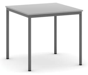 Stół do jadalni i stołówki, ciemnoszara konstrukcja, 800x800 mm, szary
