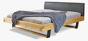Łóżko drewniane z tapicerowanym wezgłowiem Natural 9 160x200