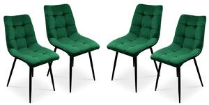 Zestaw 4 krzeseł tapicerowanych BEN do jadalni - zielony / noga czarna