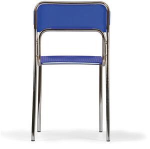 Krzesło do jadalni plastikowe ASKA, niebieskie - chromowane nogi