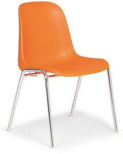 Plastikowe krzesło kuchenne ELENA, pomarańczowy - chromowane nogi