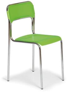 Plastikowe krzeslo kuchenne ASKA, zielony - chromowane nogi