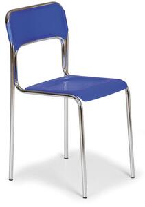 Plastikowe krzesło kuchenne ASKA, niebieski - chromowane nogi