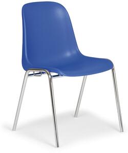 Plastikowe krzesło kuchenne ELENA, niebieski - chromowane nogi