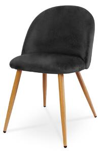 Krzesło tapicerowane SOLO w nowoczesnym stylu - czarny / noga dąb