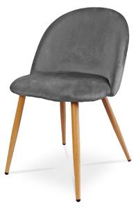 Kubełkowe krzesło tapicerowane SOLO - ciemny szary / noga dąb