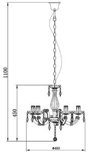 Żyrandol LAMPA wisząca MAGNOLIA RLD94016-5A Zumaline pałacowa OPRAWA świecznikowy ZWIS z kryształkami chrom przezroczysty - chrom