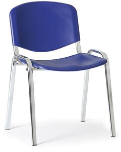 Plastikowe krzesło ISO, niebieski - kolor konstrucji chrom