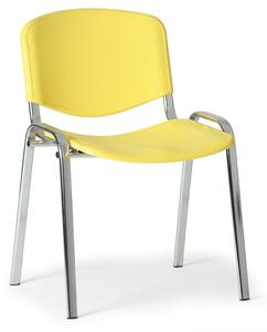 Plastikowe krzesło ISO, żółte, konstrukcja chrom