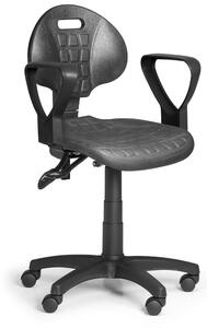 EUROSEAT Krzesło PUR z podłokietnikami, asynchroniczna mechanika, do miękkich podłóg