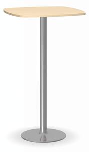 Stolik wysoki Olympo II, 660 x 660 mm, chromowana noga, blat brzoza