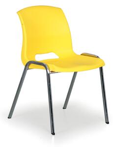 Plastikowe krzesło kuchenne o metalowej konstrukcji CLEO, żółty