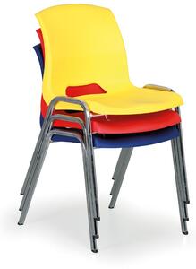 Plastikowe krzesło kuchenne o metalowej konstrukcji CLEO, czerwony