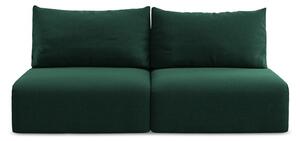 Ciemnozielona aksamitna rozkładana sofa ze schowkiem 216 cm Kalena – Makamii