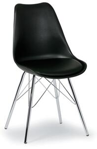 Krzesło konferencyjne/kuchenne ze skórzanym siedziskiem CHRISTINE, czarne