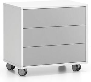 PLAN Szafka na kółkach, 3 szuflady White LAYERS, 600x400x575 mm, biały / szary