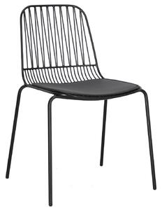Metalowe krzesło z poduszką bez podłokietników Willy Black