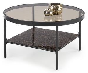 Szklany stolik kawowy z marmurową półką Wizard