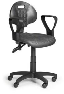 Krzesło PUR z podłokietnikami, asynchroniczna mechanika, do miękkich podłóg