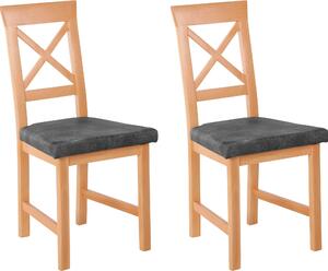 Klasyczne bukowe krzesła z antracytowym siedziskiem - 2 sztuki