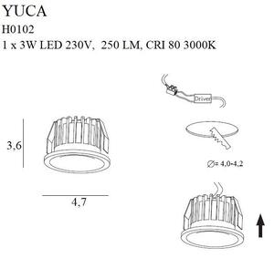 Podtynkowa lampa metalowa YUCA FIXED wpust LED 3W 3000K biały - biały