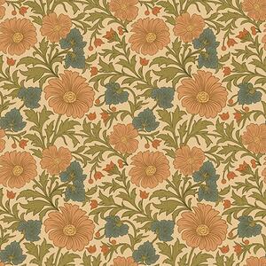 Tapety Pomarańczowe kwiaty z liśćmi w stylu Art Nouveau, Tapety Z kwiatami, a00409 : Uwalls.pl