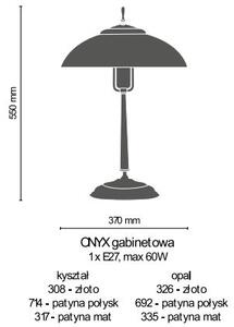Szklana lampa stojąca ONYX 8746 nocna lampka do sypialni mosiądz połysk - mosiądz połysk