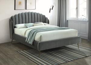 Łóżko tapicerowane CALABRIA VELVET 160 x 200 cm szare