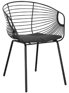 Czarne krzesło z drucianym siedziskiem i poduszką Sligo