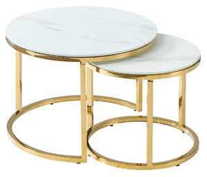 Zestaw okrągłych stolików na złotej podstawie Muse II