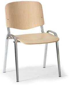 Drewniane krzesło ISO, buk, kolor konstrucji chrom, nośność 120 kg