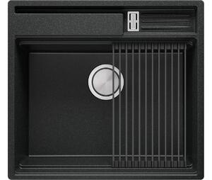 Zlewozmywak kuchenny granitowy jednokomorowy bez ociekacza i miejscem na akcesoria i deskę Oslo 60 Pocket + GRATIS