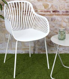 Białe krzesło kawiarniane z plastikowym siedziskiem Escar