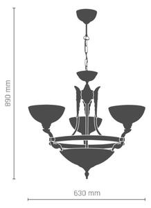 Salonowa lampa wisząca CORDOBA szklany zwis ampla na łańcuchu patyna matowa - patyna matowa