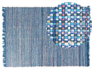 Dywan bawełniany boho 140 x 200 cm prostokątny ręcznie tkany niebeski Besni Beliani