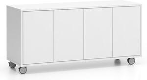 PLAN Szafka na kółkach z drzwiami White LAYERS, 1200 x 400 x 575 mm, biały