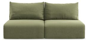 Zielona aksamitna rozkładana sofa ze schowkiem 216 cm Kalena – Makamii