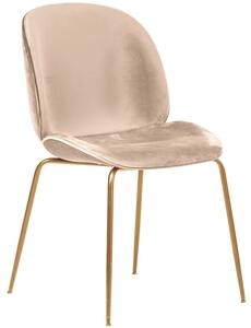 Jasne krzesło tapicerowane złote nogi welur BOLIWIA - kremowy