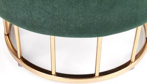 Tapicerowany stołek pufa MINTY - ciemny zielony / złoty