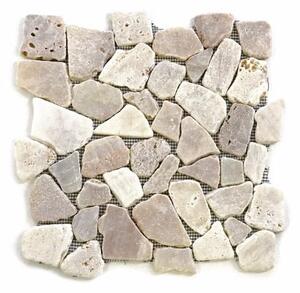 Mozaika z naturalnych kamieni ozdobnych Garth na siatce kremowa 1 m2