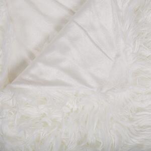 Koc biały włochaty puszysty do sypialni do salonu narzuta na łóżko 200 x 220 cm Delice Beliani