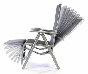 2x ustawialne krzesło ogrodowe z podnożnikiem - czarne