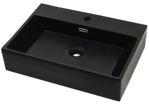 Umywalka z ceramiki z otworem na kran 60,5x42,5x14,5 cm, czarna