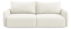 Kremowa aksamitna rozkładana sofa ze schowkiem 238 cm Kalena – Makamii