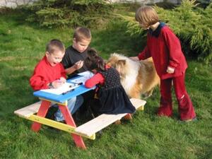 Dziecięcy, drewniany zestaw ogrodowy PIKNIK FSC