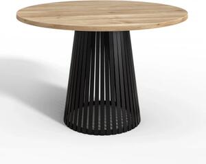 Stół okrągły Amalfi w nowoczesnym stylu z blatem z litego drewna metalowe nogi